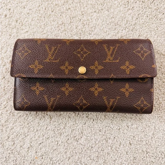 Vintage Louis Vuitton Monogram Long Wallet • Snap Flap • Zipper Coin Pocket - Picture 1 of 8